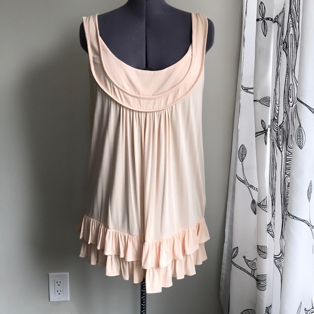 NWT ALICE RITTER SZ 10 or L PEACH RUFFLED TUNIC